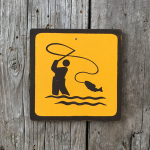 Handmade Vintage Park Fly Fishing Water Outdoors Sport Icon Sign