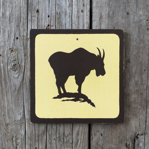 Handmade Vintage Park Mountain Goat Wildlife Animal Outdoors Icon Sign