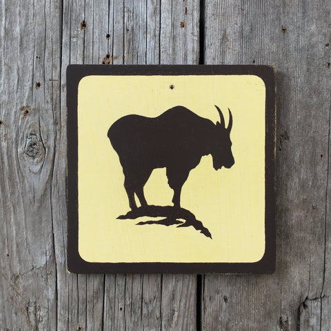 Handmade Vintage Park Mountain Goat Wildlife Animal Outdoors Icon Sign