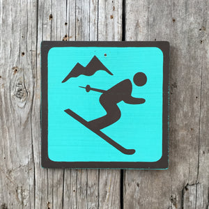 Handmade Vintage Park Mountain Skiing Ski Hill Outdoors Sport Icon Sign
