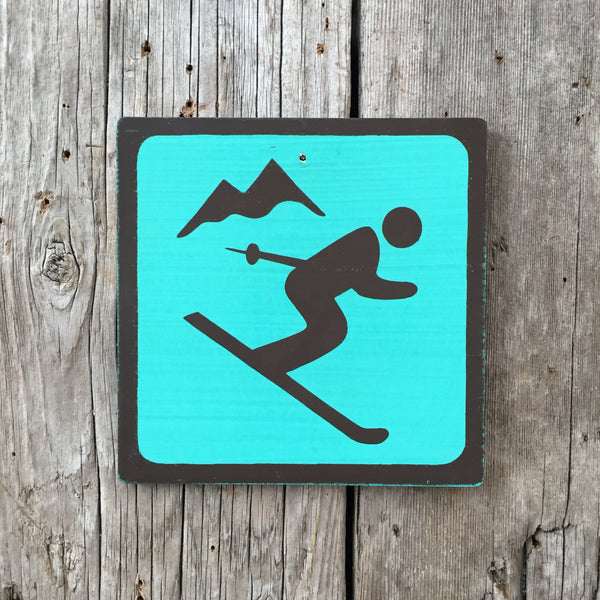 Handmade Vintage Park Mountain Skiing Ski Hill Outdoors Sport Icon Sign