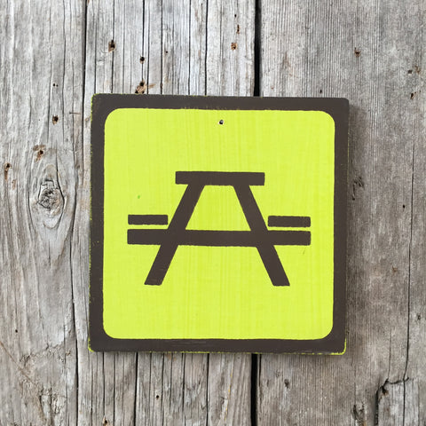 Handmade Vintage Park Picnic Table Camping Outdoors Icon Sign