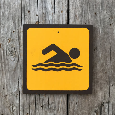 Handmade Vintage Park Swimming Swim Water Outdoors Sport Icon Sign