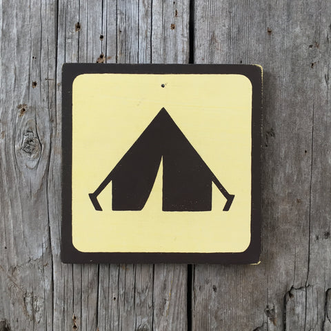 Handmade Vintage Park Tent Camping Outdoors Icon Sign