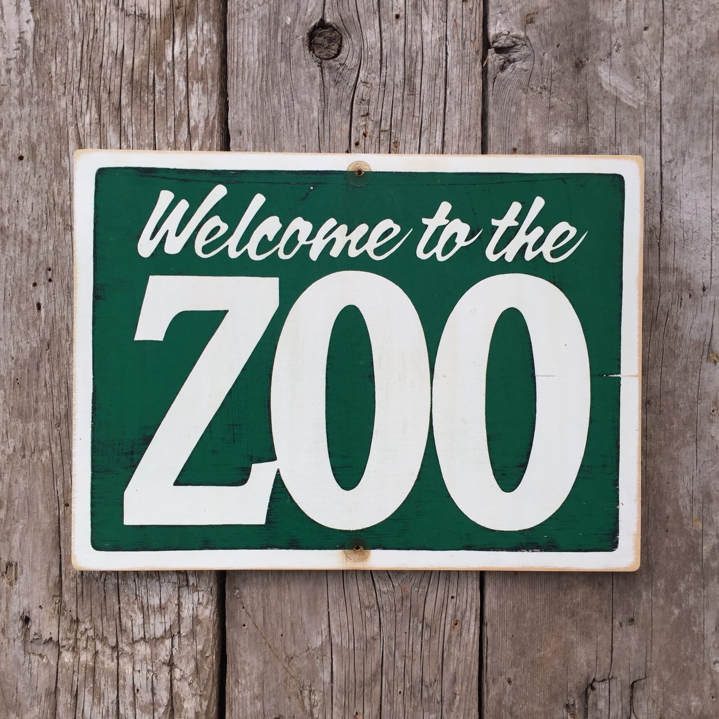 Handmade Vintage Welcome To The Zoo Sign