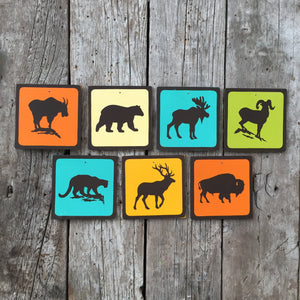 Rocky Mountain Wildlife Park Icon Sign Set | Handmade Vintage | Campground Signs | National Park | State Park | Provincial Park | Outdoors