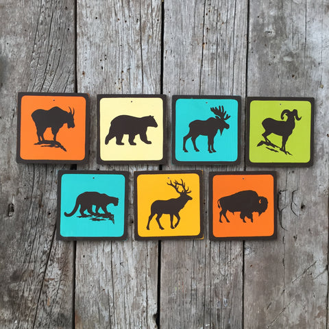 Rocky Mountain Wildlife Park Icon Sign Set | Handmade Vintage | Campground Signs | National Park | State Park | Provincial Park | Outdoors