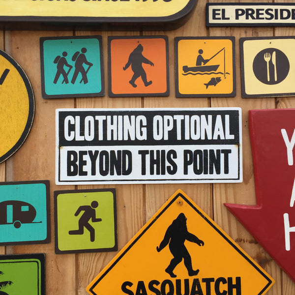 Clothing Optional Beyond This Point Beach Sign | Handmade Vintage | Nude Beach Sign | Funny | Skinny Dipping | Swim | Speedo