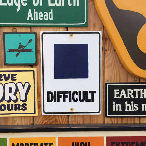 Ski Hill Trail Sign "Difficult" | Handmade Vintage | Authentic Ski Resort Sign | Ski Hill Trail Sign | Great For Ski Lodge