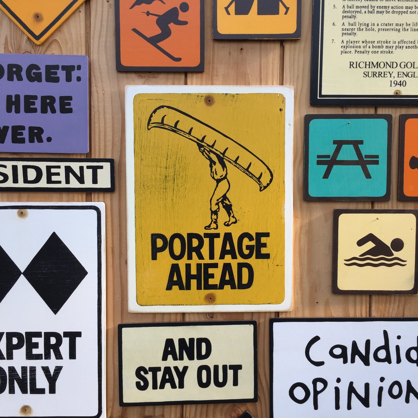 Portage Ahead Sign | Handmade Screen Printed | Classic Canoe Sign | National Park | River | Lake Sign | Paddling