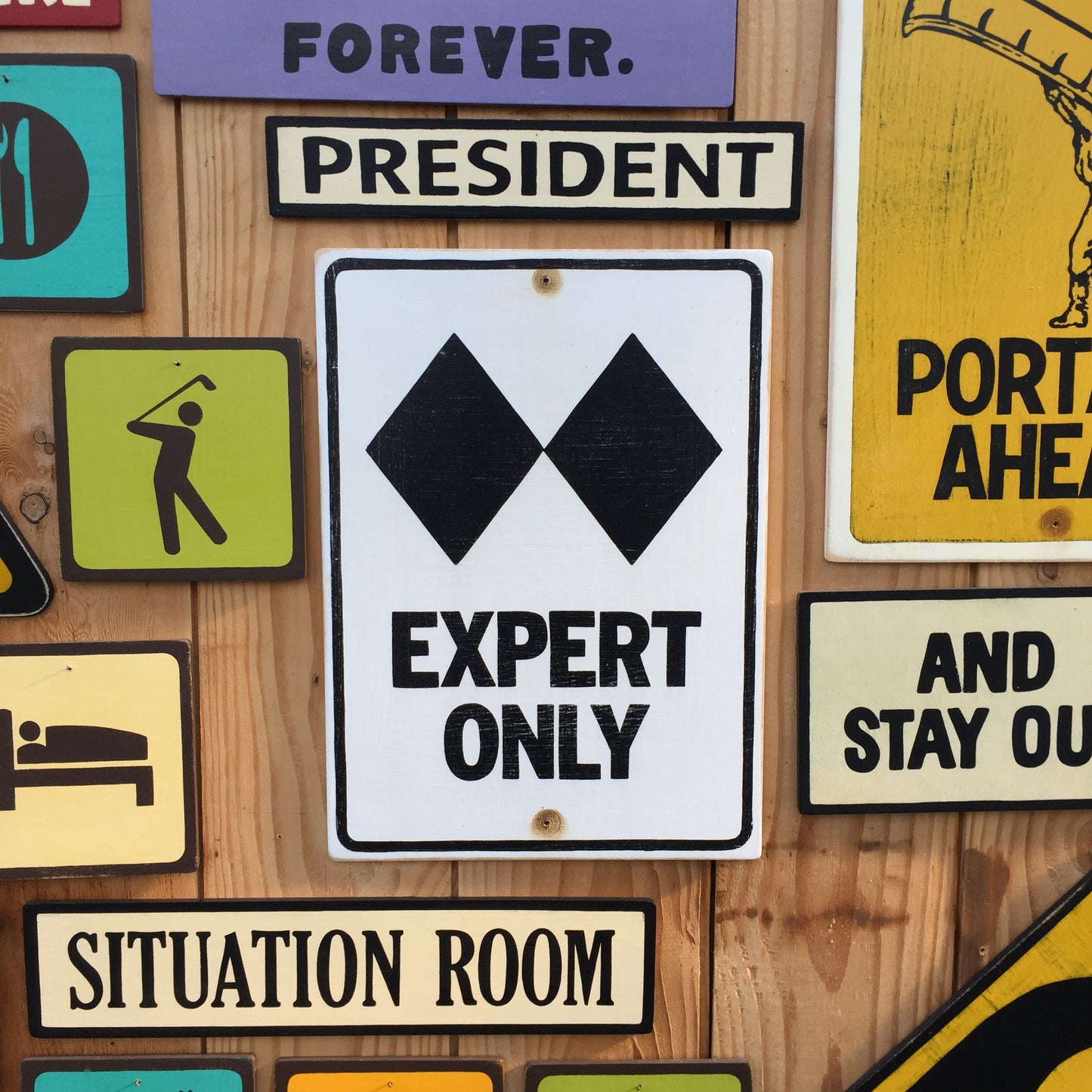 Expert Only Ski Hill Trail Sign | Handmade Screen Printed | Ski Run Sign | Ski Resort | Lodge | Mountain | Chalet