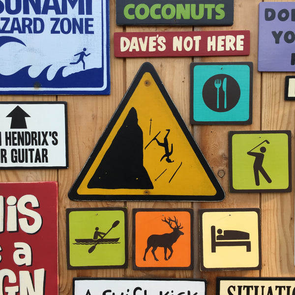 Alpine Skier Warning Sign | Handmade Vintage | Ski Hill Sign | Ski Resort Sign | Mountain Skiing Trail Sign | Ski Lodge Sign