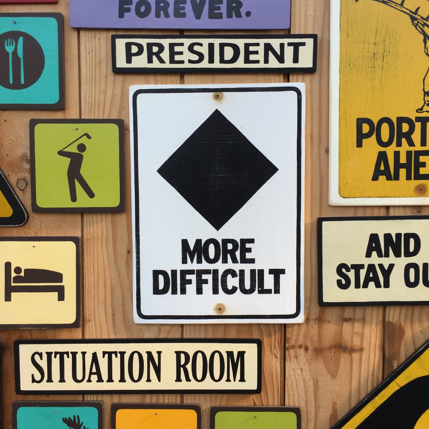 More Difficult Ski Hill Trail Sign | Handmade Screen Printed | Ski Run Sign | Ski Resort | Lodge | Mountain