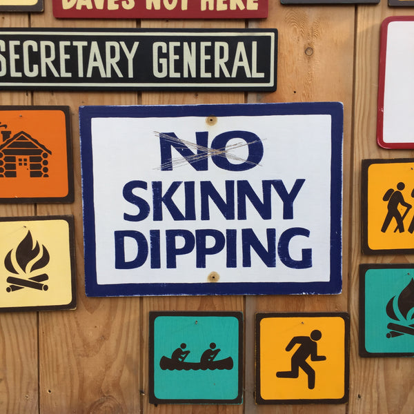 No Skinny Dipping Sign | Handmade Vintage | Lake Sign | Beach Sign | Nude Beach | Skinny Dipping | Swimming | Water