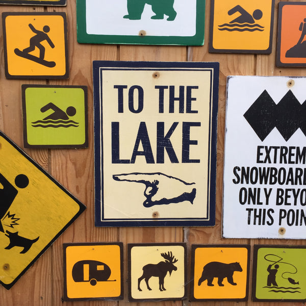 To The Lake Directional Sign | Handmade Vintage | Lake House Sign | Cabin | Pointing Hand | Swimming | Outdoors