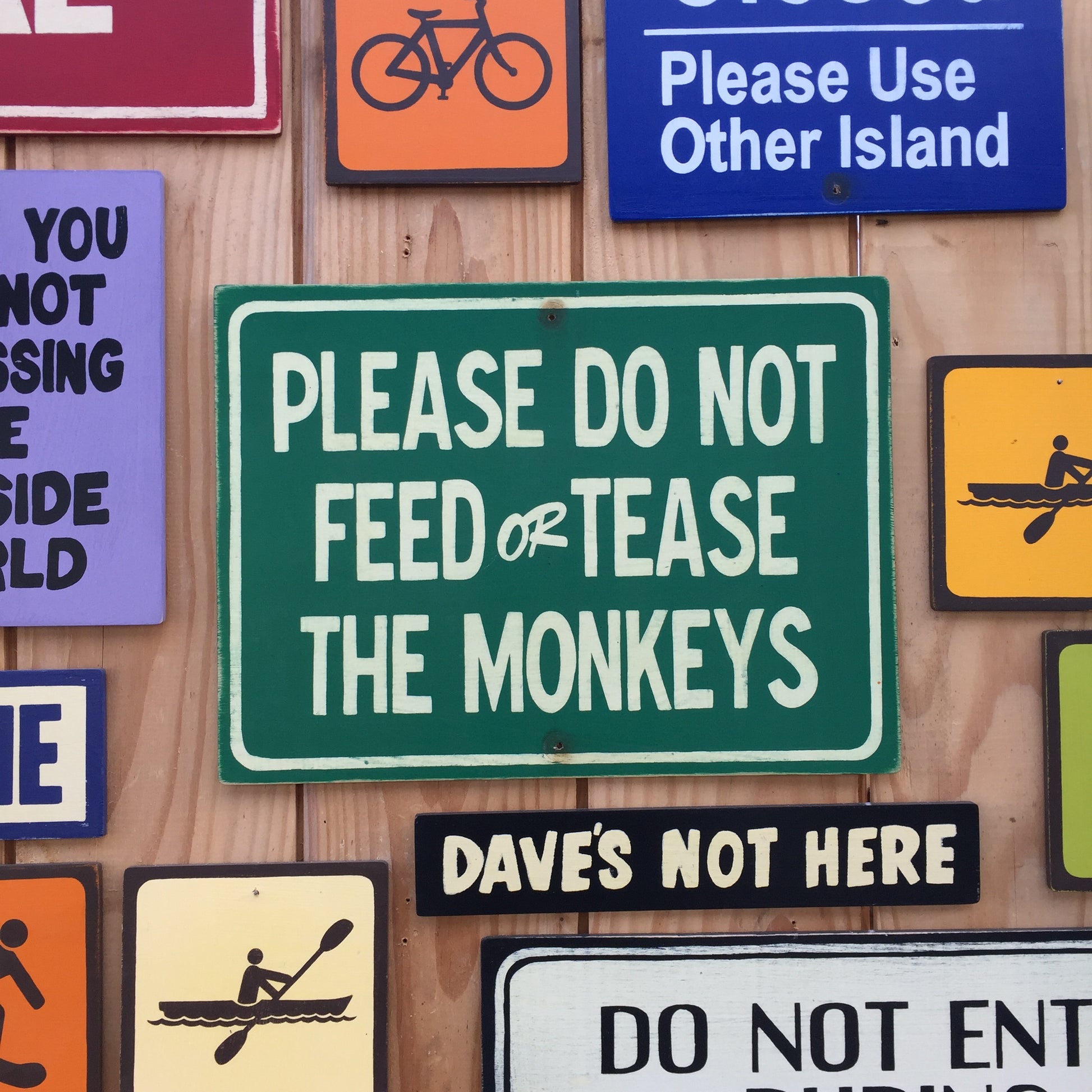 Handmade Vintage Monkey Zoo Sign