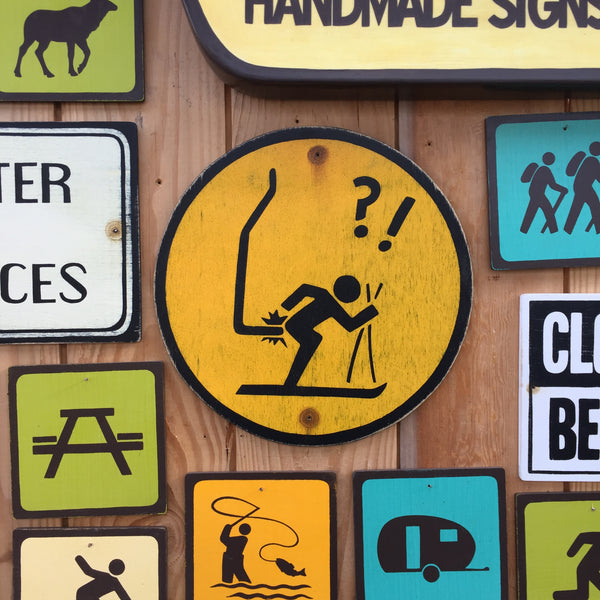 Ski Hill Chairlift Warning Sign | Handmade Vintage | Ski Hill Resort Sign | Funny Sign for Ski lodge
