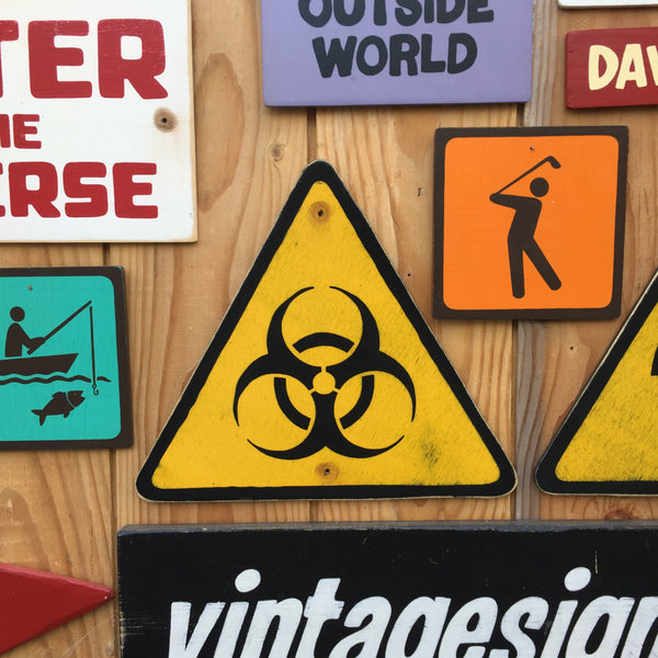 Biohazard Industrial Laboratory Warning Sign | Handmade Vintage | Biohazard Danger Sign