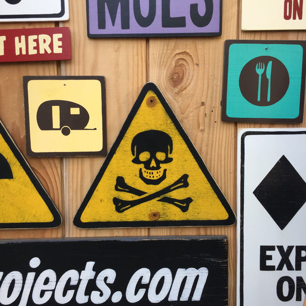 Poison Industrial Laboratory Warning Sign | Handmade Vintage | Skull And Crossbones Danger Sign