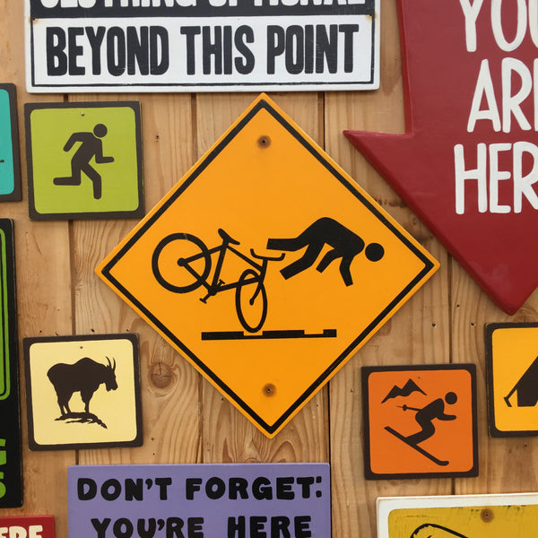 Bicycle Train Tracks Crossing Sign | Handmade Vintage | Authentic Tram Streetcar Rail Bike Warning Sign | Train Track Bike Crossing Sign