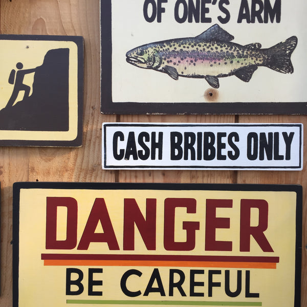 The Simpsons "Cash Bribes Only" Sign | Handmade Pop Culture | Police Sign | Cartoon | Animation | Television | TV | Comedy | Funny Sign