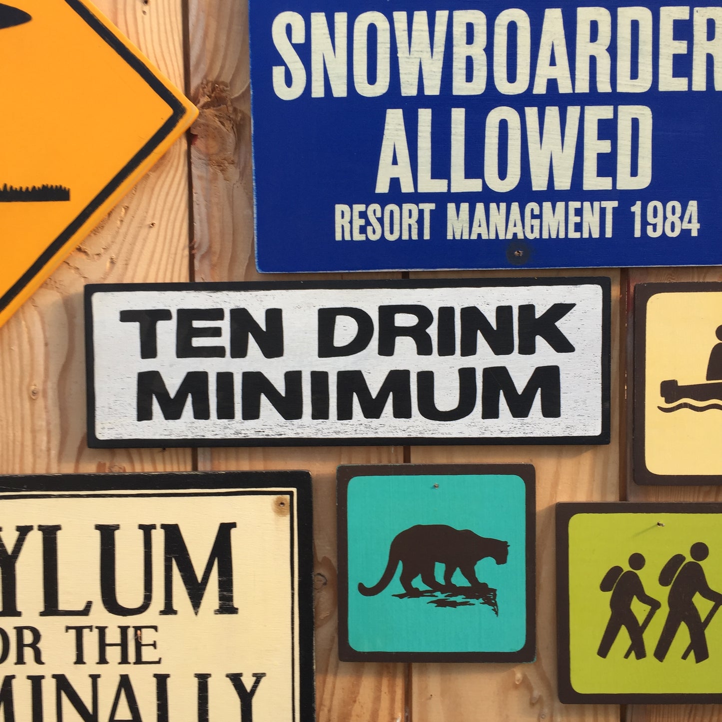 TEN DRINK MINIMUM Sign | Inspired by Futurama | Handmade Screen Printed Sign | Black and Cream
