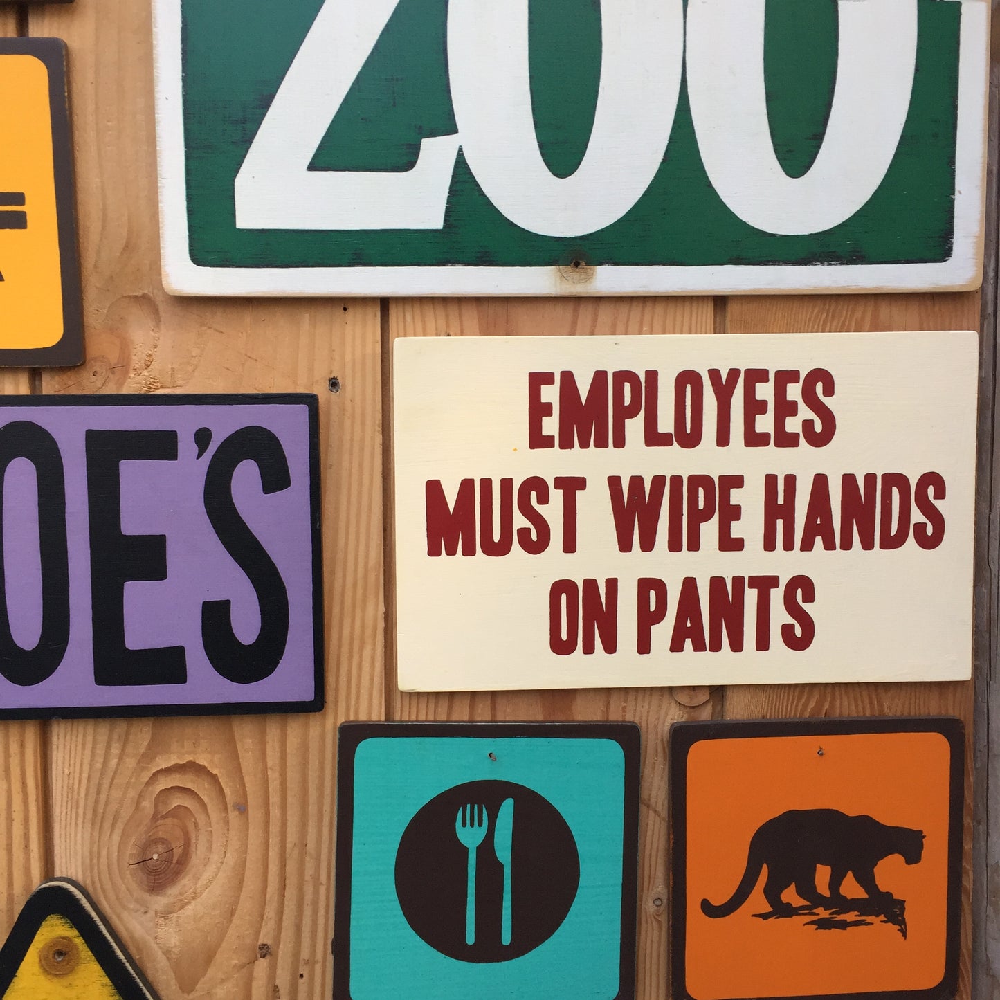 Employees Must Wipe Hands On Pants Sign | Futurama |  Handmade Screen Printed Sign | Cartoon | Animation | TV | Television Sign | Sci-fi