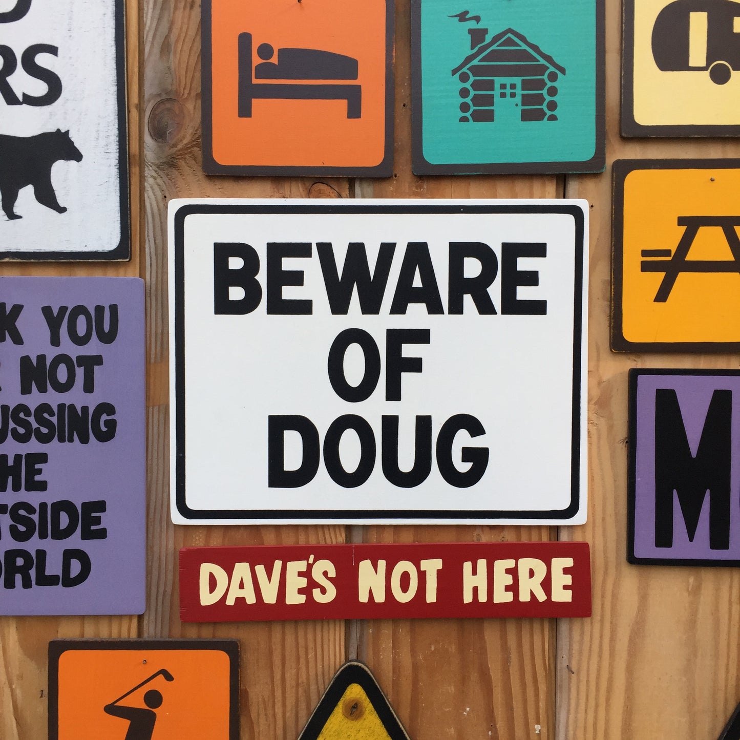 Beware of Doug Sign | Handmade Screen Printed | The Far Side | Comic Strip | Gift for Doug | Pop Culture | Beware Of Dog