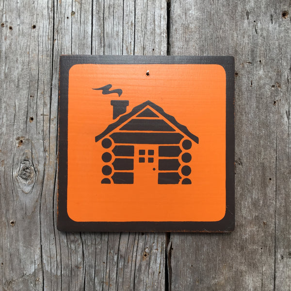 Park Camping Icon Sign "Cabin" | Handmade Vintage | Campground Sign | National Park | State Park | Provincial Park | Outdoors | Log Cabin
