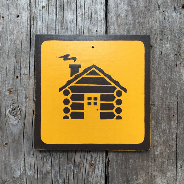Park Camping Icon Sign "Cabin" | Handmade Vintage | Campground Sign | National Park | State Park | Provincial Park | Outdoors | Log Cabin