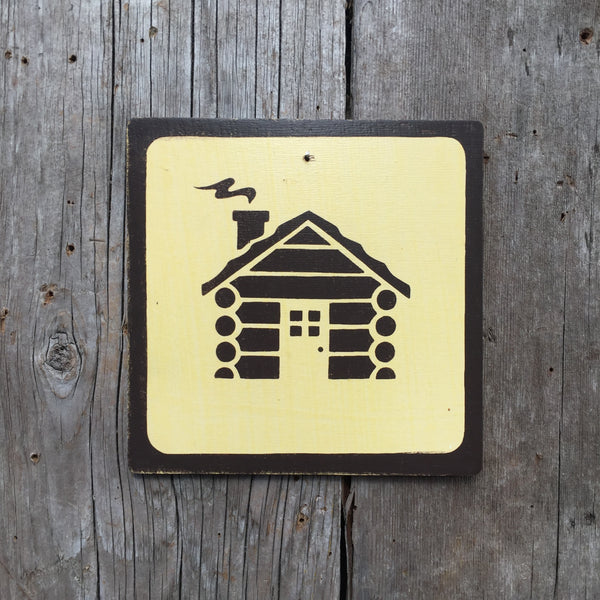 Park Camping Icon Sign "Cabin" | Handmade Vintage | Campground Sign | National Park | State Park | Provincial Park | Outdoors | Log Cabin