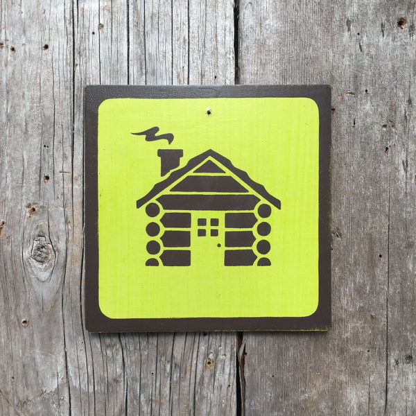 Park Camping Icon Sign "Cabin" | Handmade Vintage | Campground Sign | National Park | State Park | Provincial Park | Outdoors | Log Cabin