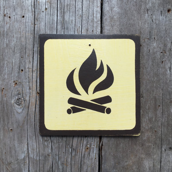 Park Camping Icon Sign "Campfire" | Handmade Vintage | Campground Sign | National Park | State Park | Provincial Park | Outdoors | Fire Pit