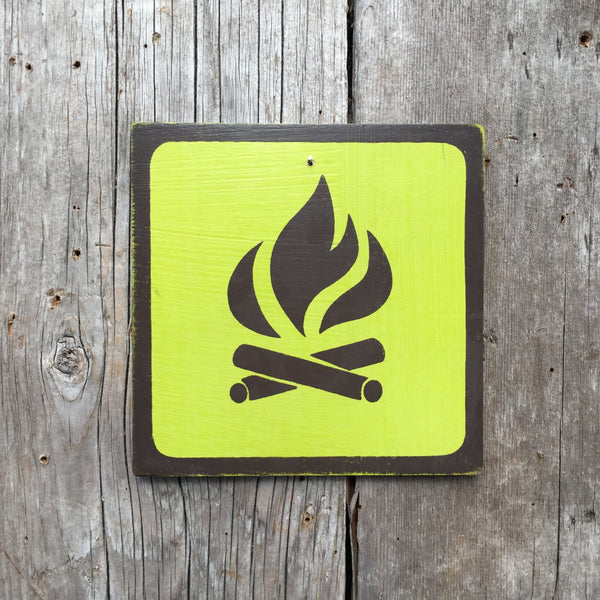 Park Camping Icon Sign "Campfire" | Handmade Vintage | Campground Sign | National Park | State Park | Provincial Park | Outdoors | Fire Pit