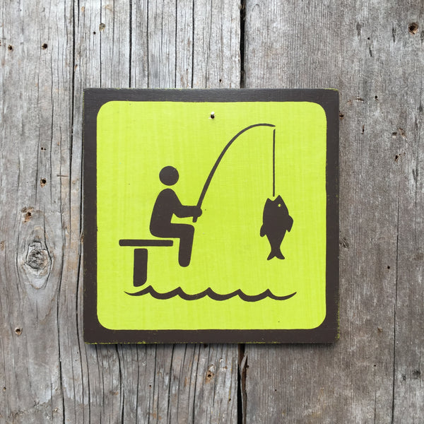 Park Icon Sign "Dock Fishing" | Handmade Vintage | Campground Sign | National Park | State Park | Provincial Park | Outdoors Sport | Lake