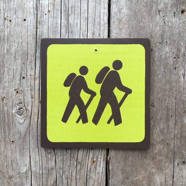Park Icon Sign "Hikers" | Handmade Vintage | Campground Sign | National Park | State Park | Provincial Park | Outdoors Sport | Hiking Sign