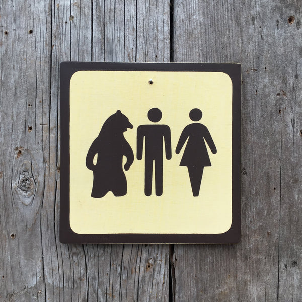 Park Camping Icon Sign "Man Woman Bear" | Handmade Vintage | Campground Sign | National Park | State Park | Provincial Park | Outdoors