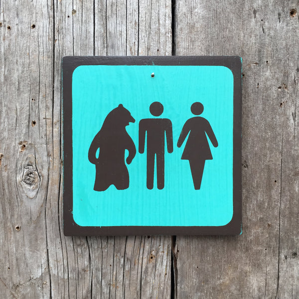 Park Camping Icon Sign "Man Woman Bear" | Handmade Vintage | Campground Sign | National Park | State Park | Provincial Park | Outdoors