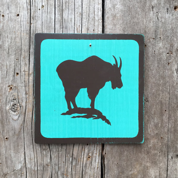 Park Wildlife Icon Sign "Mountain Goat" | Handmade Vintage | Campground Sign | National Park | State Park | Provincial Park | Outdoors