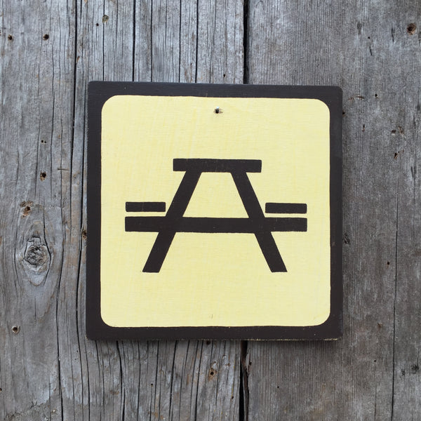 Park Camping Icon Sign "Picnic Table" | Handmade Vintage | Campground Sign | National Park | State Park | Provincial Park | Outdoors | Food