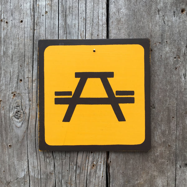 Park Camping Icon Sign "Picnic Table" | Handmade Vintage | Campground Sign | National Park | State Park | Provincial Park | Outdoors | Food