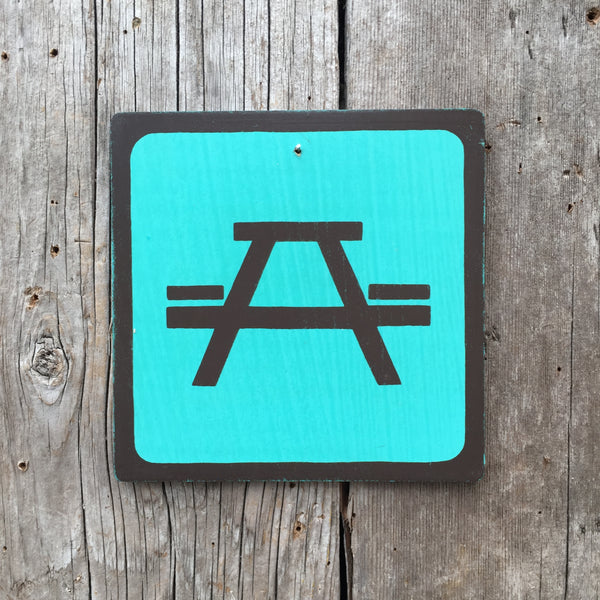 Park Camping Icon Sign "Picnic Table" | Handmade Vintage | Campground Sign | National Park | State Park | Provincial Park | Outdoors | Food