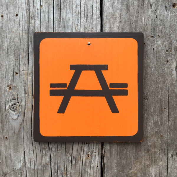Park Camping Icon Sign "Picnic Table" | Handmade Vintage | Campground Sign | National Park | State Park | Provincial Park | Outdoors | Food