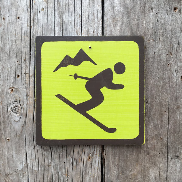 Park Icon Sign "Ski" | Handmade Vintage | Campground Sign | National Park | State Park | Provincial Park | Outdoors Sport | Skiing Sign
