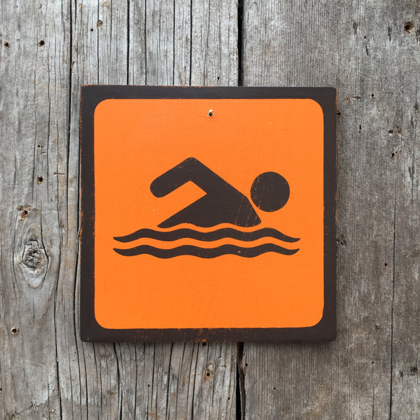 Park Icon Sign "Swim" | Handmade Vintage | Campground Sign | National Park | State Park | Provincial Park | Outdoors
