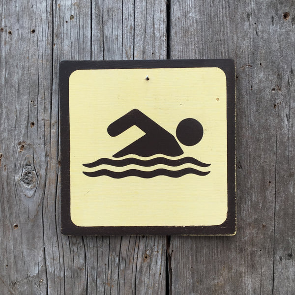 Park Icon Sign "Swim" | Handmade Vintage | Campground Sign | National Park | State Park | Provincial Park | Outdoors