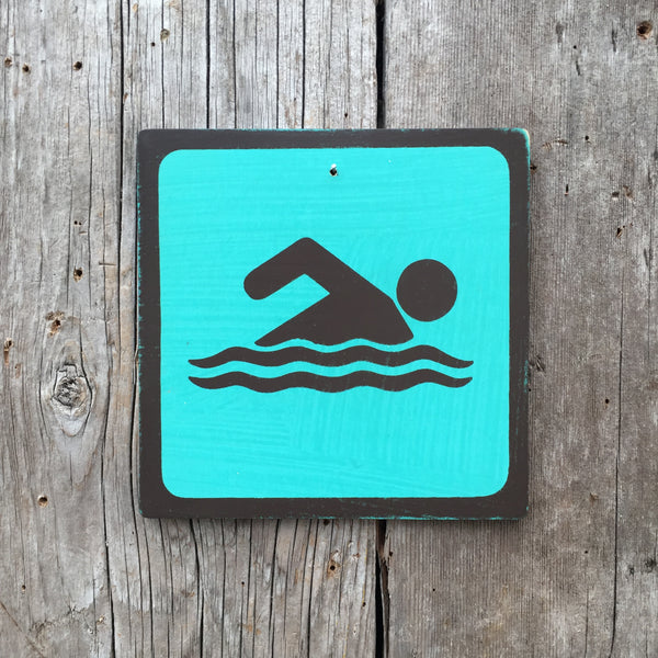 Park Icon Sign "Swim" | Handmade Vintage | Campground Sign | National Park | State Park | Provincial Park | Outdoors