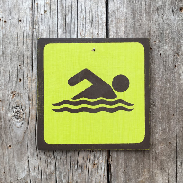 Park Icon Sign "Swim" | Handmade Vintage | Campground Sign | National Park | State Park | Provincial Park | Outdoors