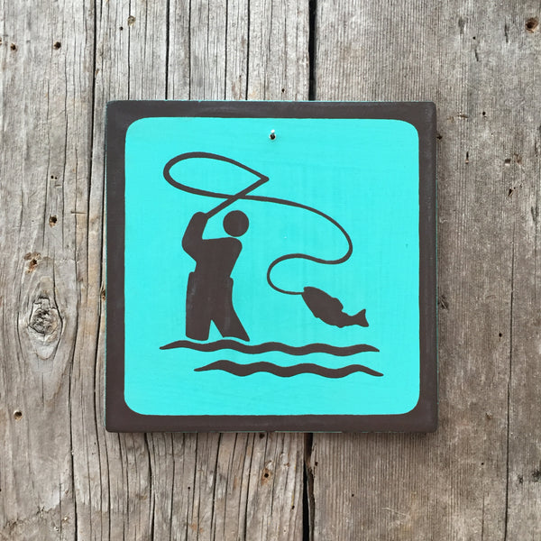 Park Icon Sign "Fly Fishing" | Handmade Vintage | Campground Sign | National Park | State Park | Provincial Park | Outdoors Sport | River
