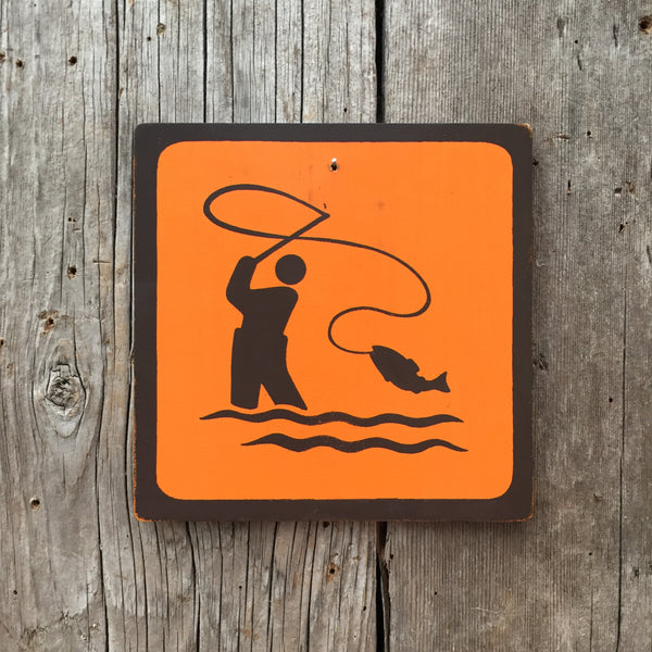 Park Icon Sign "Fly Fishing" | Handmade Vintage | Campground Sign | National Park | State Park | Provincial Park | Outdoors Sport | River